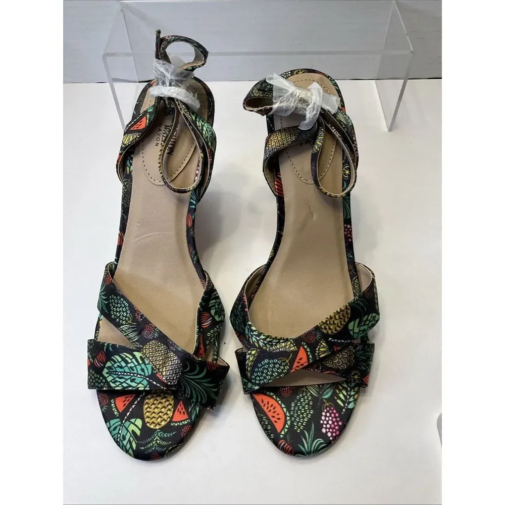 CUSHION WALK BY AVON FRUITY PRINT WOMENS WEDGE HEELS SIZE 7‎